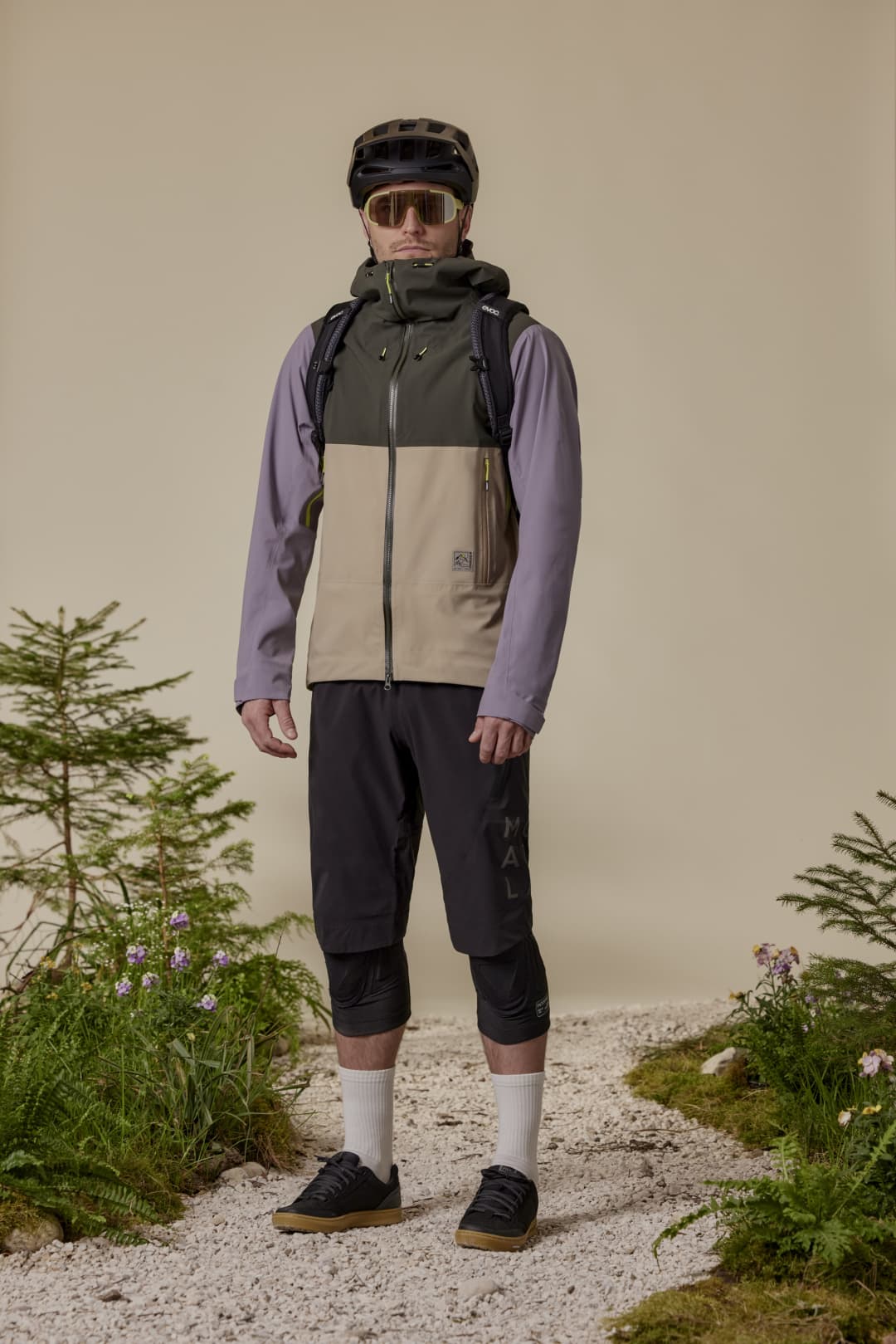 Windbreaker and biker shorts top